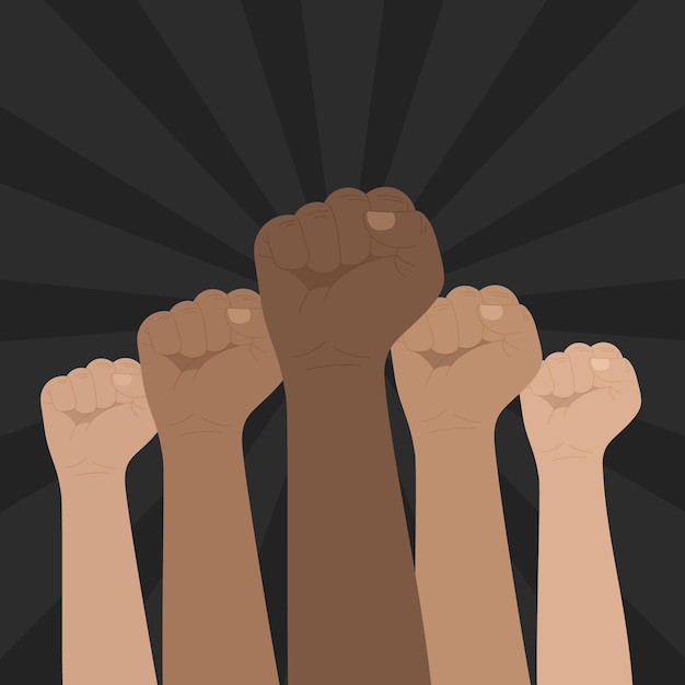 Free vector multiracial raised fists concept