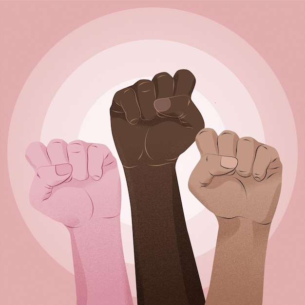 Free vector multiracial raised fists concept