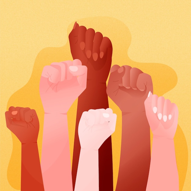 Free vector multiracial raised fists design