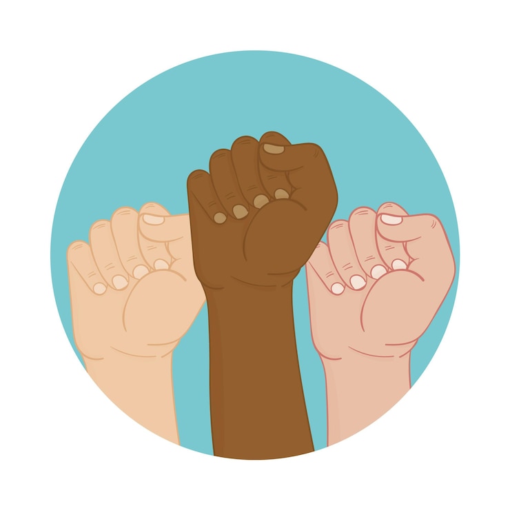 Free Vector multiracial raised fists