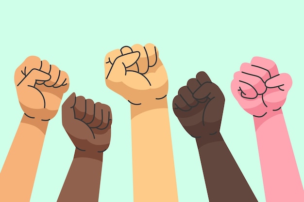 Free vector multiracial raised fists