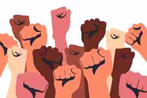 Free vector multiracial raised fists