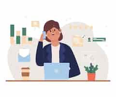 Free vector multitask business woman illustrated