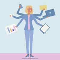 Vettore gratuito carattere di businesswoman multitask