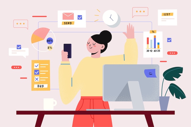 Tema multitasking per l'illustrazione