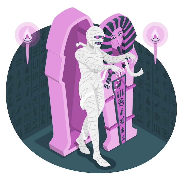 Free Vector mummy rising from coffin concept illustration