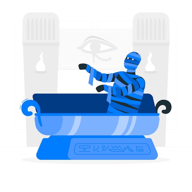 Free vector mummy rising from coffin concept illustration