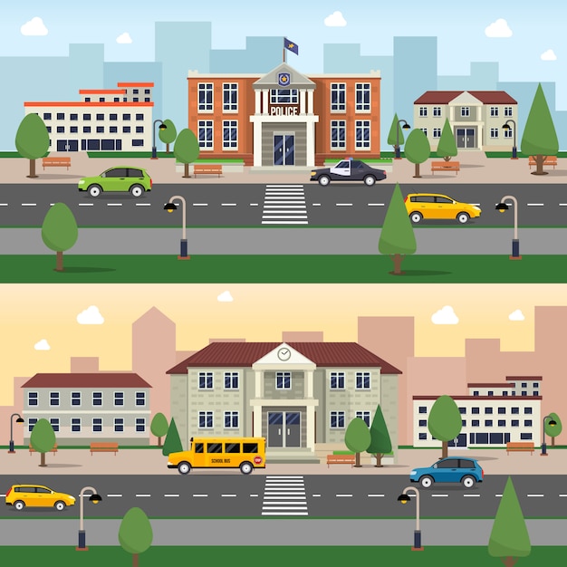 Free vector municipal buildings banner