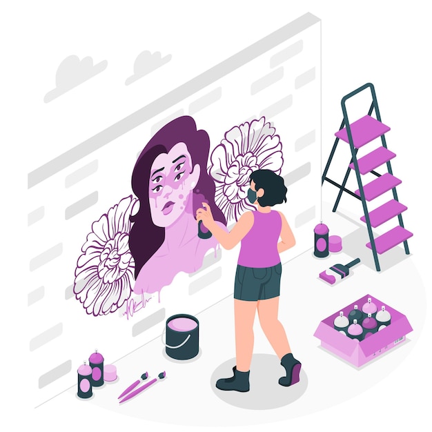 Free vector mural artist concept illustration