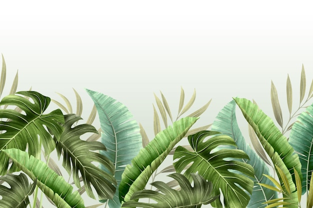 Free vector mural wallpaper with tropical foliage