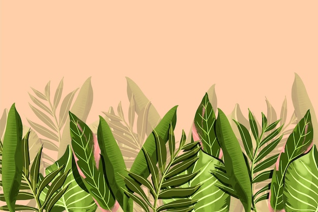 Mural wallpaper with tropical leaves