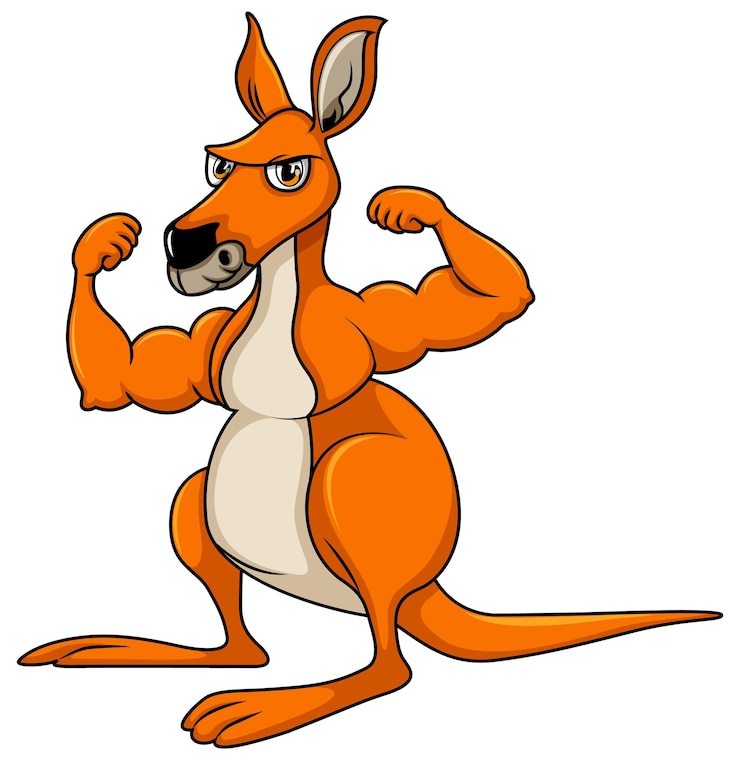 Free Vector muscular kangaroo cartoon character