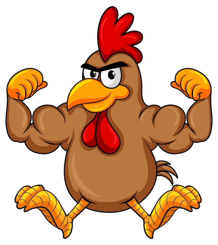 Free Vector muscular rooster cartoon character