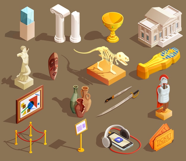 Museum Artifacts Isometric Collection