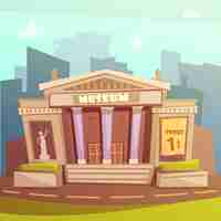 Free vector museum building cartoon illustration