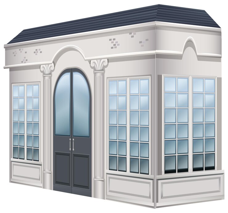 Free Vector museum building with big doors