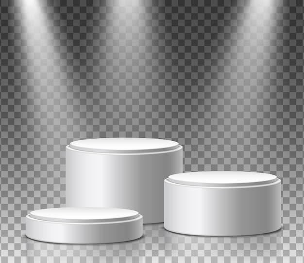 Museum exposition, blank product round stands