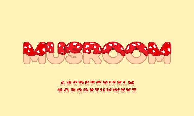 Mushroom food font text template