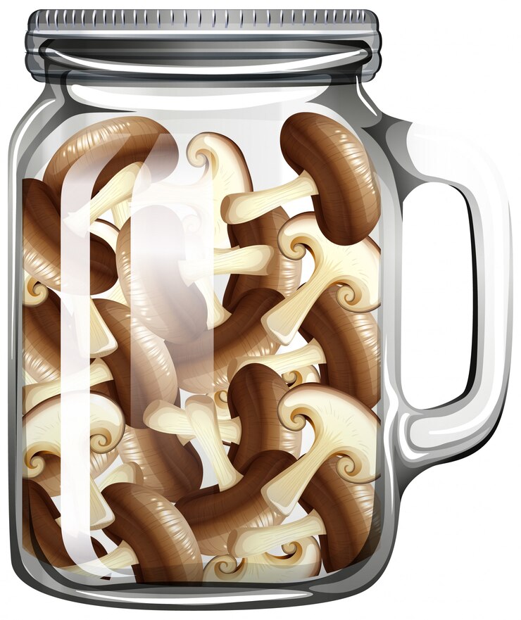 Free Vector mushroom in the glass jar