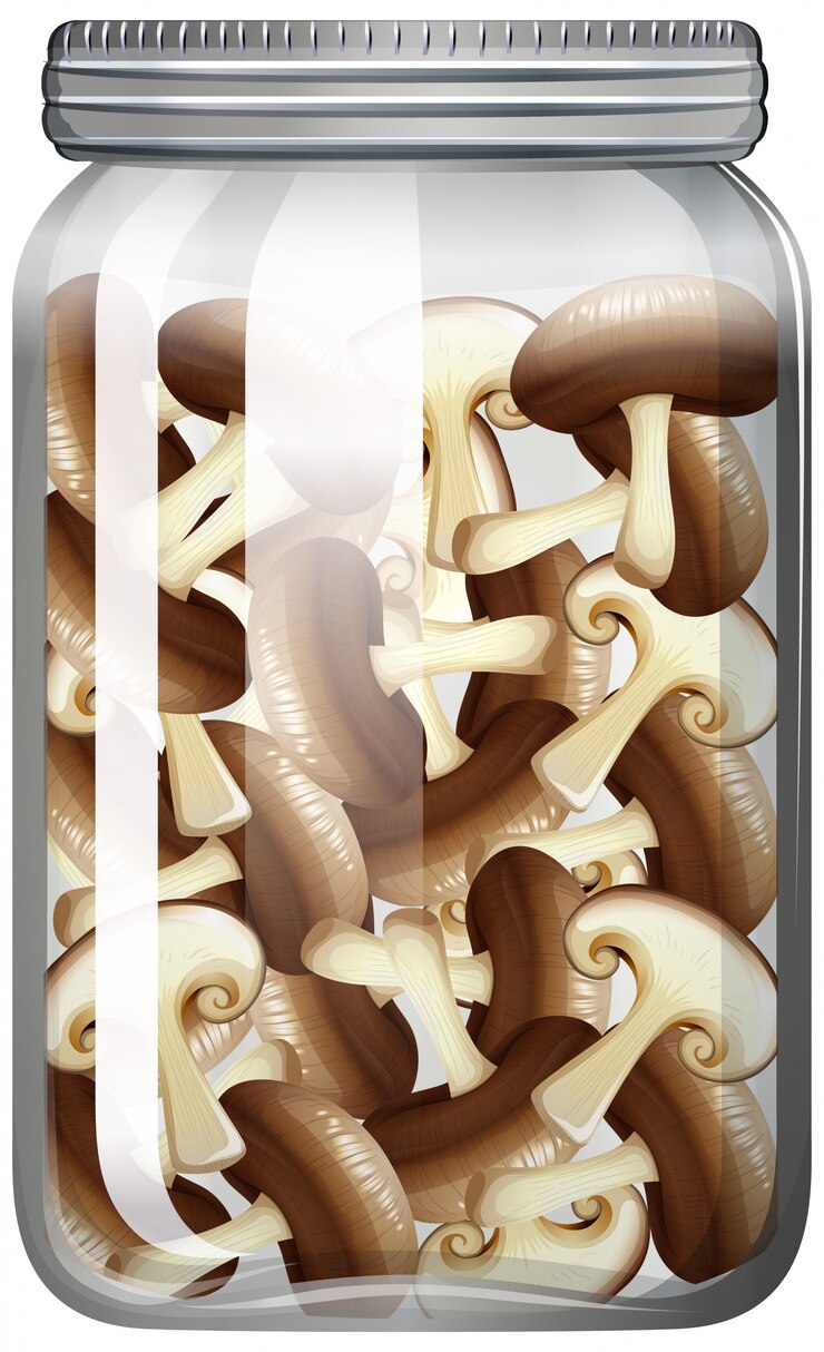 Free Vector mushroom in the glass jar