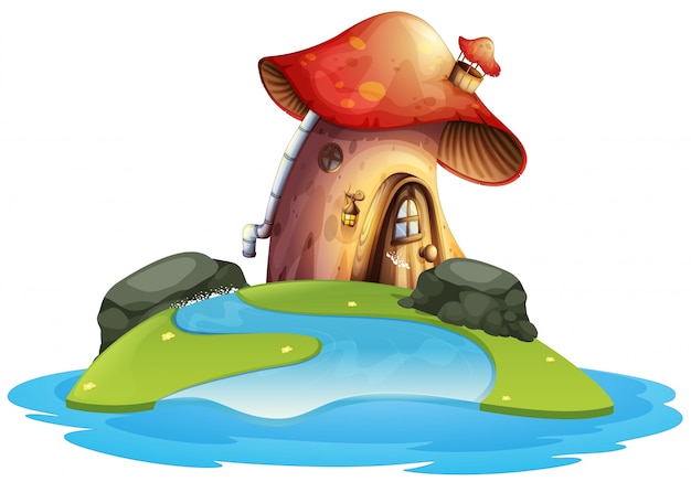 Mushroom house on island