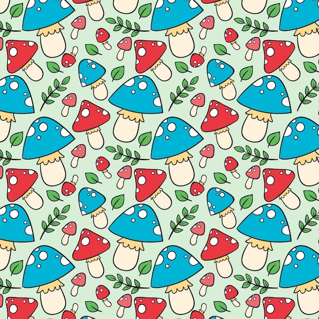 Free vector mushroom pattern hand drawn