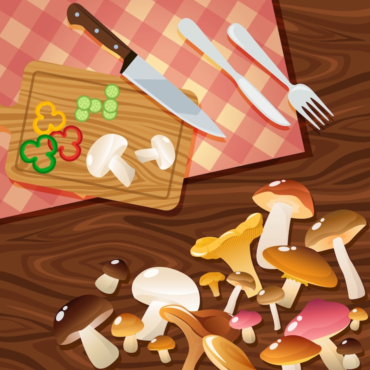 Free Vector mushroom to slices composition