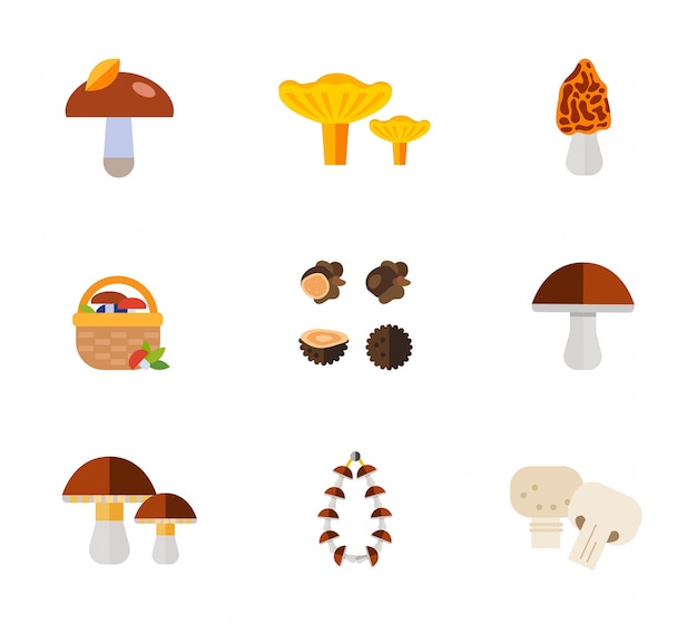 Vettore gratuito set di icone di funghi