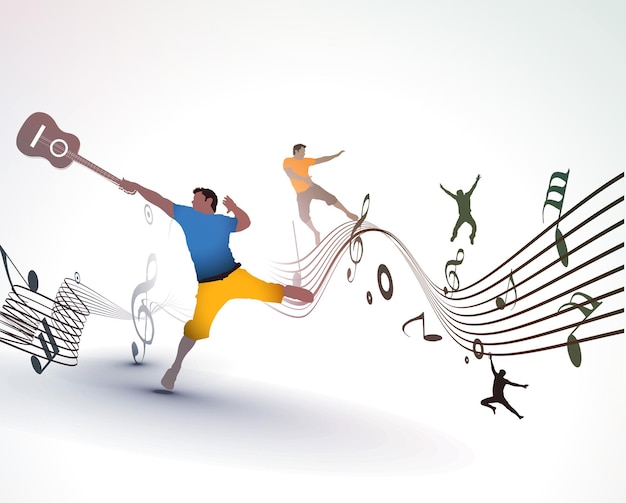 Бесплатное векторное изображение Музыкальный фон фестиваль музыкальных мелодий иллюстрация векторного дизайна.