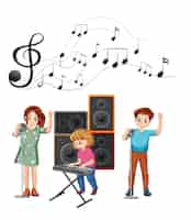 Vettore gratuito cartone animato per bambini della banda musicale