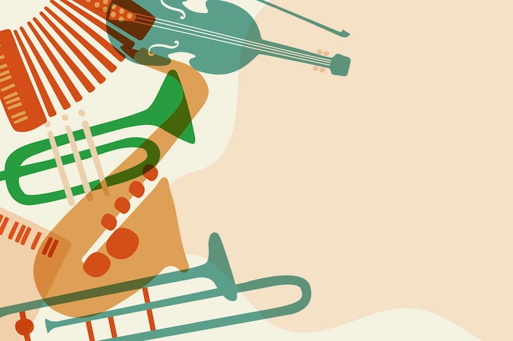 Free Vector music border background, retro instrument in pastel orange vector