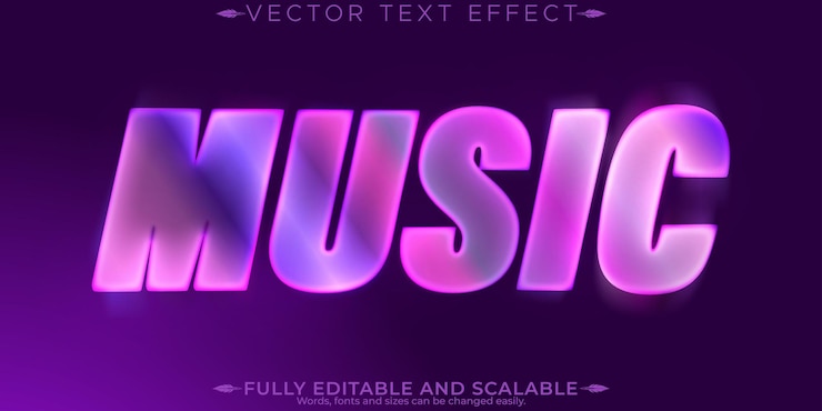 Free Vector music club text effect editable party and disco text style