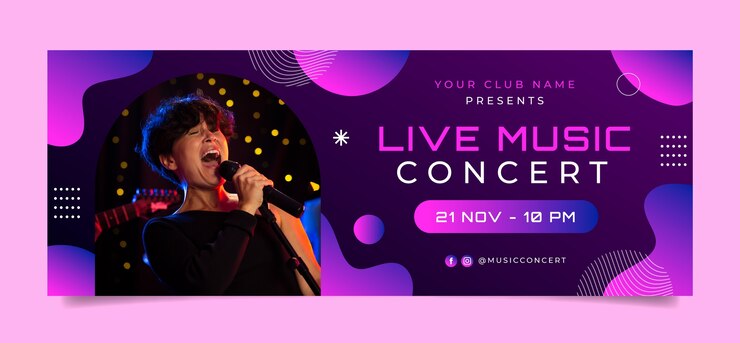Free Vector music concert  facebook cover template
