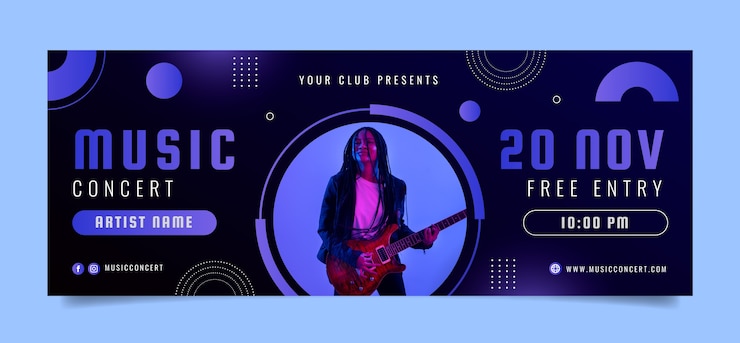 Free Vector music concert facebook cover template