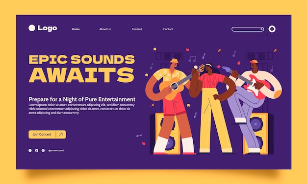 Music concert landing page template