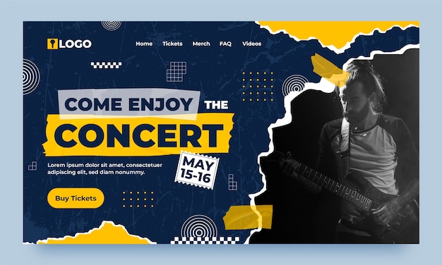 Free vector music concert  landing page template