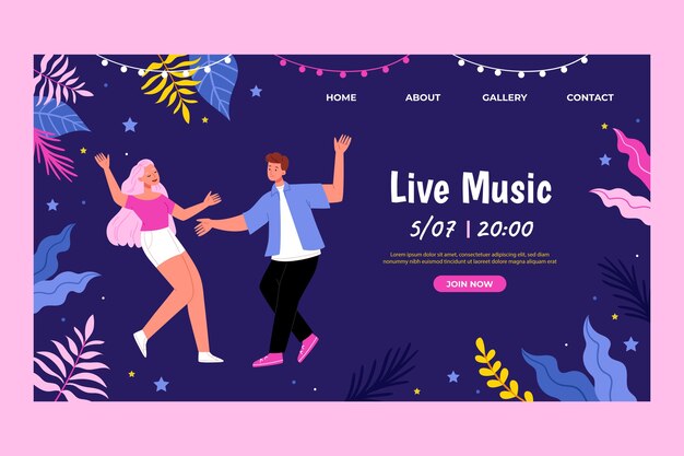 Music concert landing page template