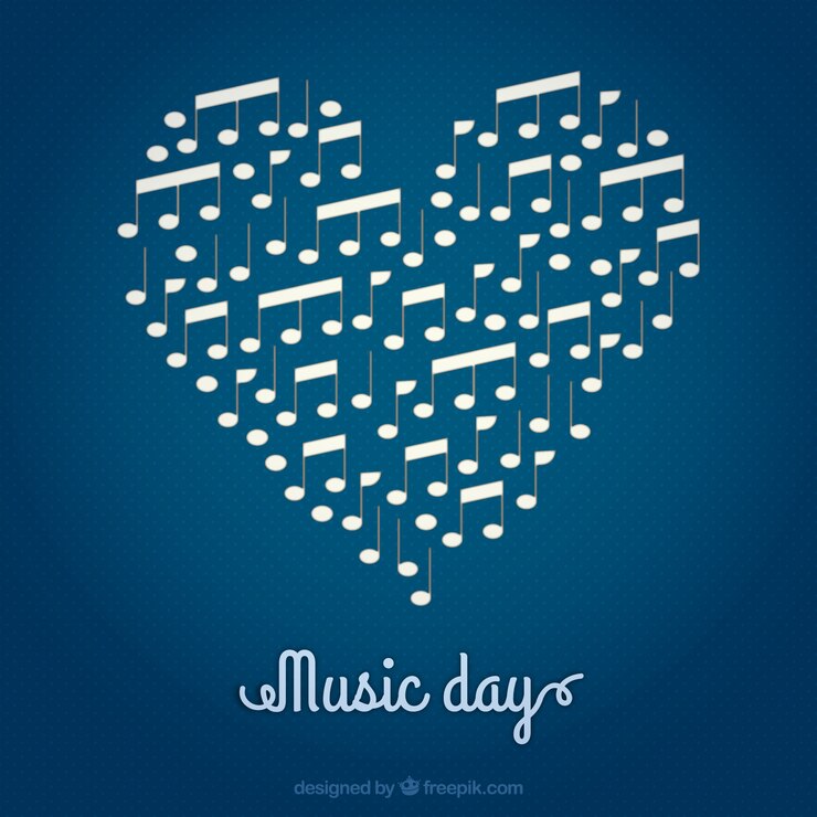 Free Vector music day, heart background