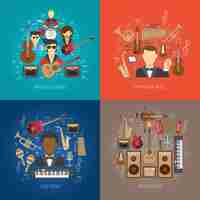 Free vector music design concept set