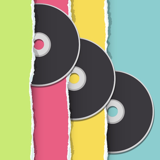 Free vector music disc on multicolor background