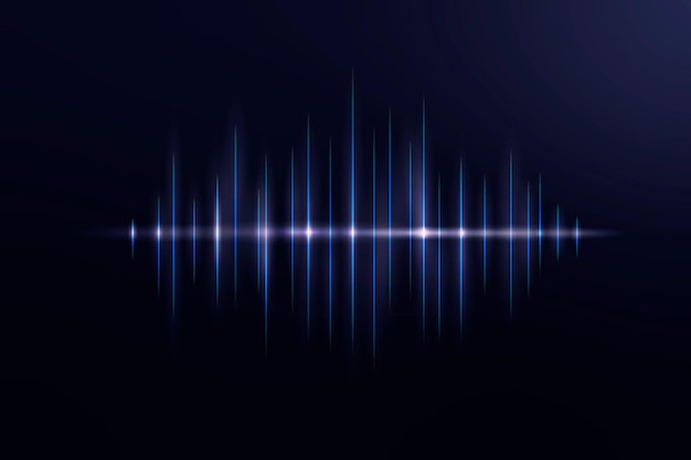 青いデジタル音波と音楽イコライザー技術黒の背景ベクトル