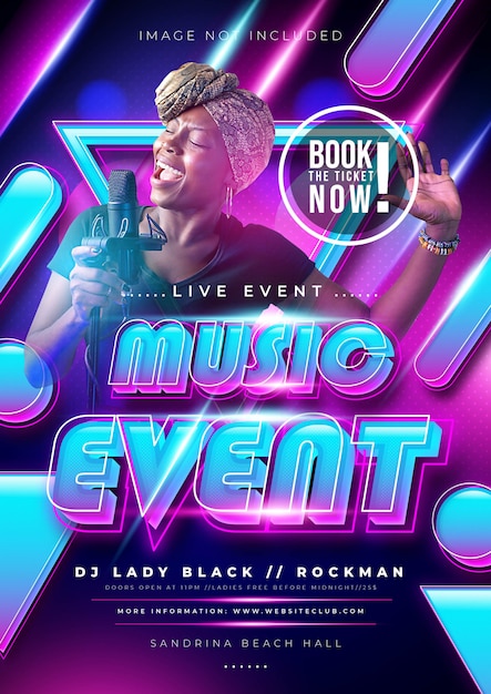 Music Event or Party Poster with Colorful Gradient Color