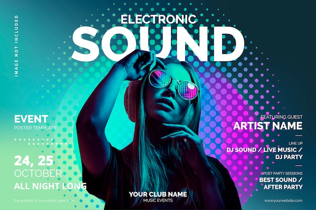 Music Event Poster Template with Colorful Shapes