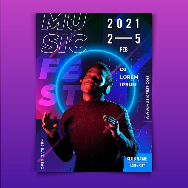 Music event poster template with image