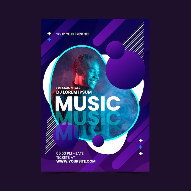 Music event poster with photo