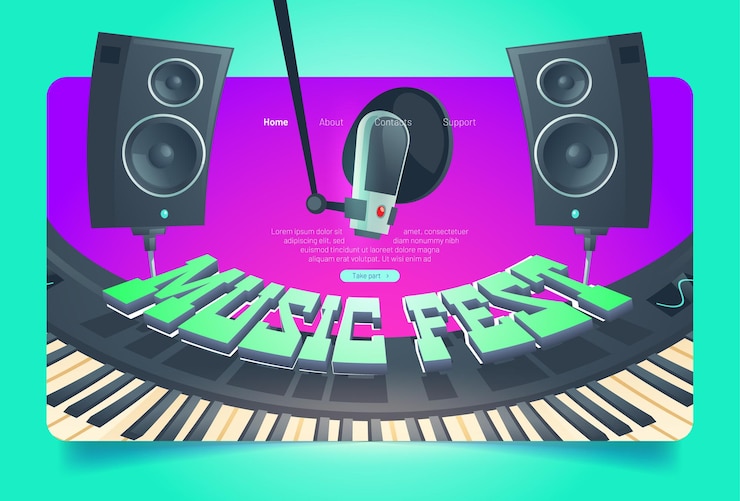 Free Vector music fest, live musical concert banner