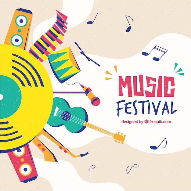 Vettore gratuito fondo di festival di musica in design piatto