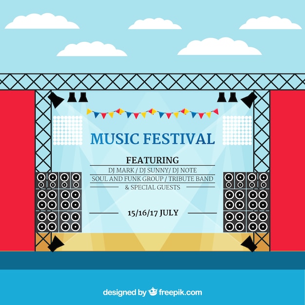 Free vector music festival background in flat style