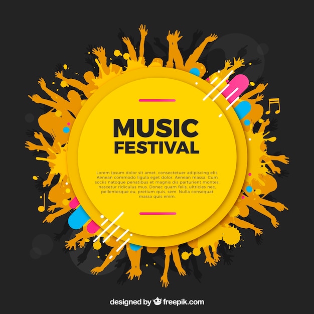 Vettore gratuito fondo di festival di musica con stile disegnato delle mani a disposizione