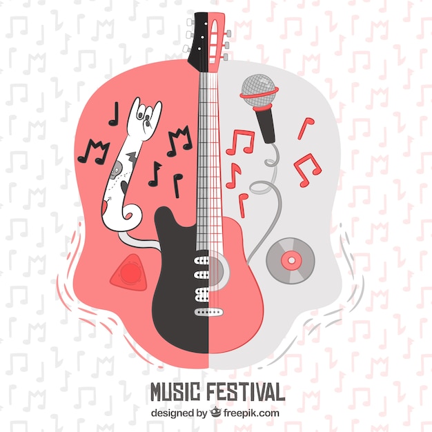 Free vector music festival background with instruments